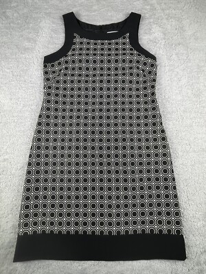 J Howard Sleeveless Sheath Dress Women's Size 10 Black White Lined Back Zip 