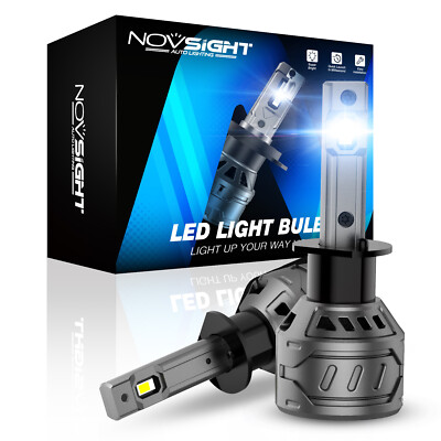 NOVSIGHT 2x H1 13000LM LED Headlight Bulbs Kit High Low Beam 6500K White Bright