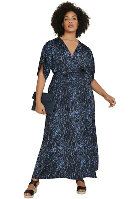 chinese dress ladies ellos Plus Size Stretch Knit Surplice Tank Maxi Dress main image 0