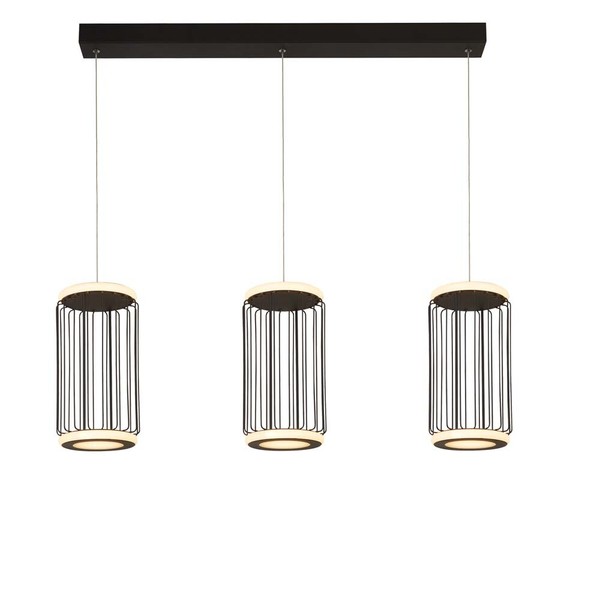 HäNgelampe Pendellampe Esstischlampe Gitter 3 Flammig Schwarz Led H 150 Cm-image