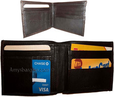 Lot of 2 Men's Bifold genuine leather Wallet Brown 2 Billfold pockets 14 card