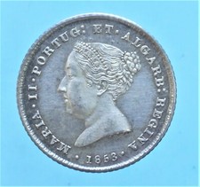 PORTOGALLO MARIA II 100 REIS 1853 MONETE DA COLLEZIONE ARGENTO SILVER COIN (3)