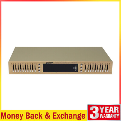 220V Golden Stereo 10-band Graphic Audio Equalizer Treble and Bass Adjustment EQ