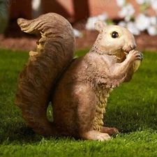 Squirrel Nibbling Acorn Garden Statue Figurine Table Yard Patio Home Art Décor