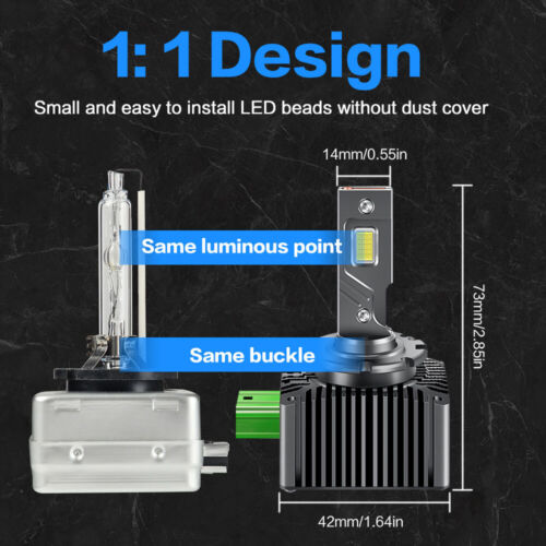 2X LED Headlight Bulbs 100W Replace D3S D3R HID Xenon Super White Conversion Kit - Picture 4 of 11