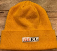 GIRL SKATEBOARDS LETTERPRESS BEANIE ( ADULT OS ) GOLD YELLOW  NEW