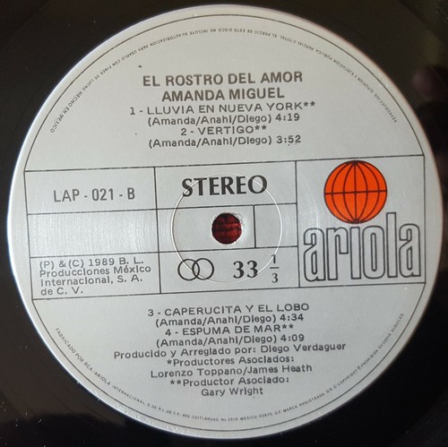 AMANDA MIGUEL ** El Rostro del Amor ** ORIGINAL 1989 Mexico LP w/ INSERT - Picture 4 of 4
