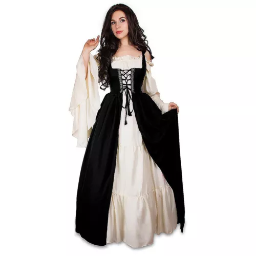 Women Medieval Gothic Maxi Dress 2 Piece Fancy Cosplay Costume Dresses Gown *- - Picture 14 of 26