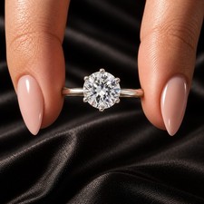 1.25 Ct Classic 6 Prong Round Cut Diamond Engagement Ring VS1 D White Gold 14k