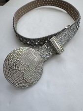 NEW Globe Buckle Belt With Siver & Crystal Rhinestone 42” Western 36/38 Waist
