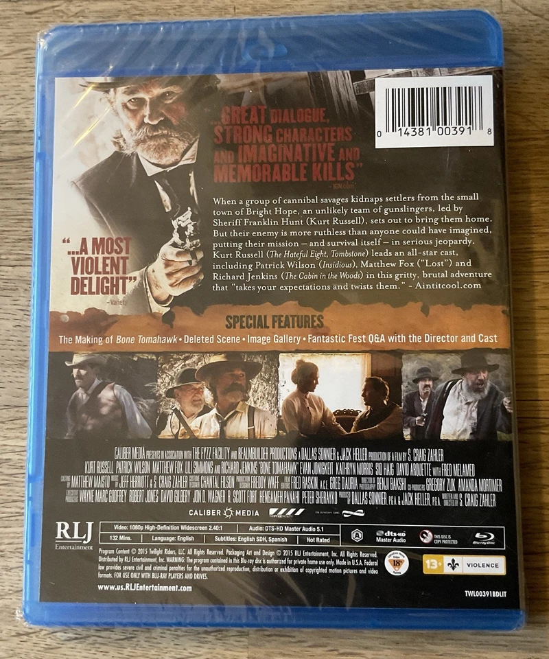 Bone Tomahawk [Blu-ray] by Kurt Russell, Patrick Wilson, Matthew Fox-BRAND NEW  - Image 2 of 2