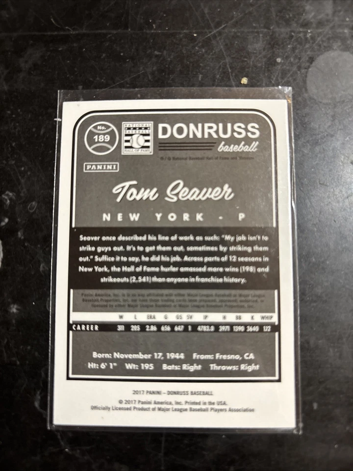 Donruss Tom Seaver Complete Games Baseball Card Serial Numbered /231 - Image 2 of 2