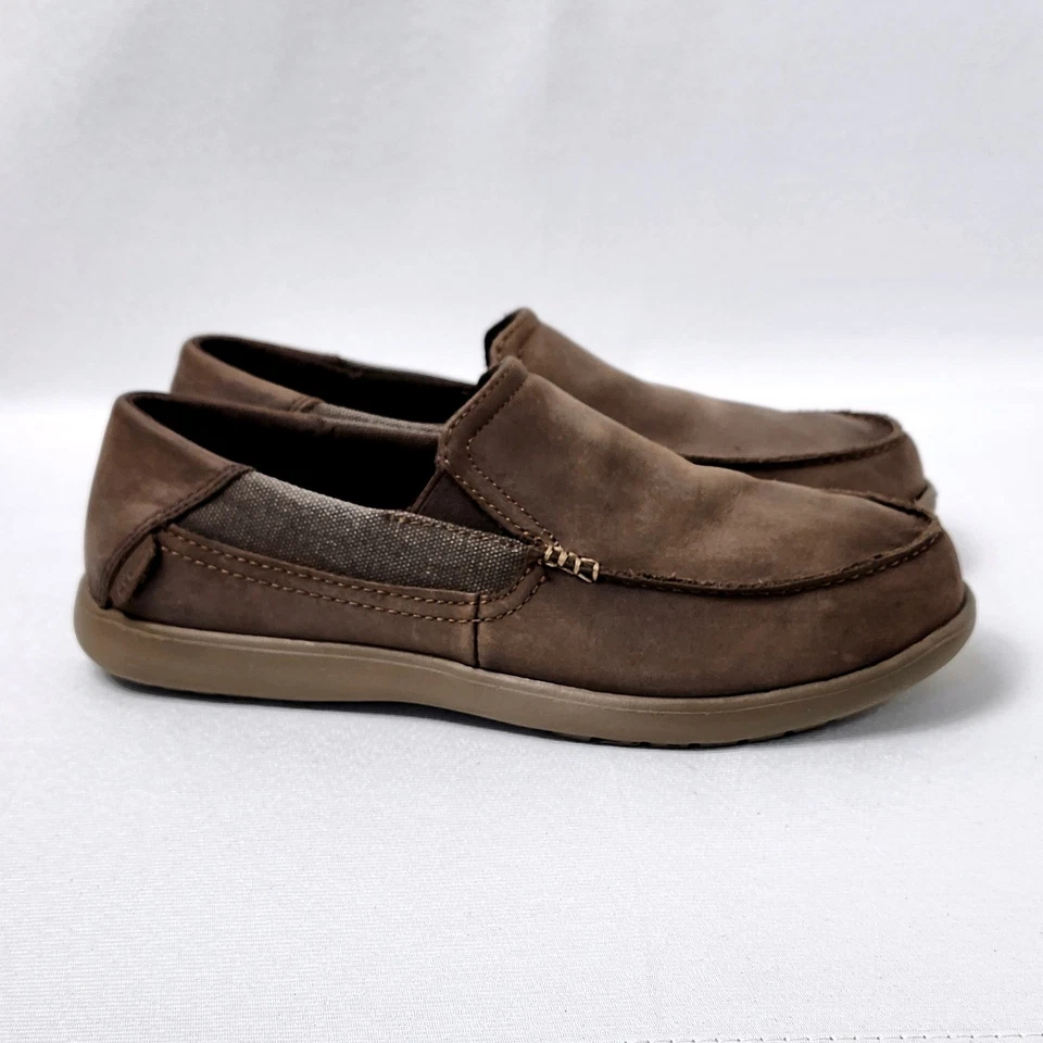 Crocs Santa Cruz 2 Luxe Cuero Mocasín Sin Cordones Mocasín Para Hombres 7 Marrón Zapato Informal Foto 3 de 4