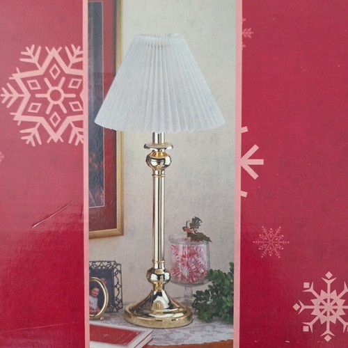 Holiday Collection 3-Way Touch Candle Table Lamp Pleated Shade 24" Gold Tone - Picture 7 of 14