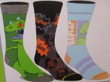 Rugrats Reptar Socks Mens Size 8-12 Crew 3 Pair Nickelodeon Bioworld Cartoon