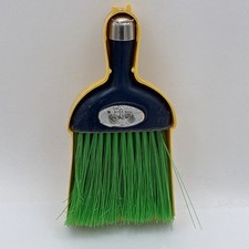 Vintage Dust Pan Toy Whisk Broom Sweep Catcher Made In Italy Yellow  Blue Small