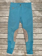 Smartpak Piper girls breeches Teal/Tan Patches 12