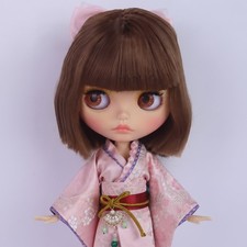 Neo Blythe ICY Doll Brown Bob Hair With Bangs Tan Skin Matte Face