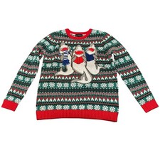 Blizzard Bay 3 Sharks Carolers Christmas Ugly Sweater Holiday Fair Isle Youth XL