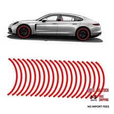 16PCS 17''-19'' Reflective Wheel Rim Stripe Decal, Car Wheel Rim Tapes Red