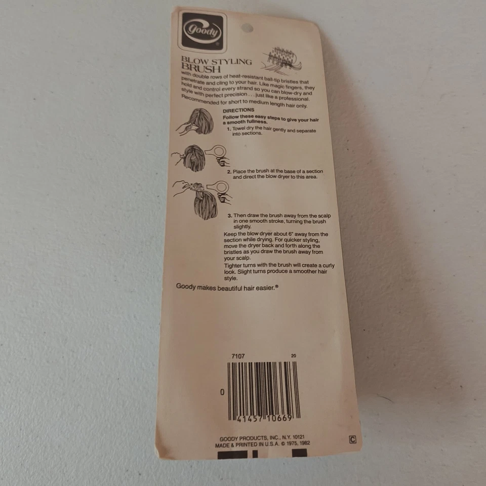Cepillo Goody Blow Style 7107 agarre cuadrado 1982 nuevo de colección herramienta para el cabello EE. UU. peinado marrón Foto 4 de 4