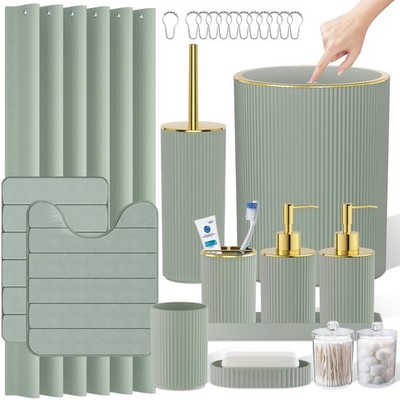 Sage Green and Gold Bathroom Accessories Set - Bathroom Sets, 25PC Bath Acces...