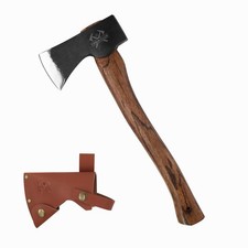 15.7" Hand Forged Axe, Camping Hatchet with 1065 Carbon Steel Wooden Handle...