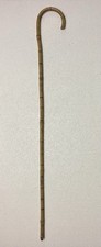 Vintage Bamboo Metal Tip Crook Handle Classic Walking Stick Cane 36-1/2  