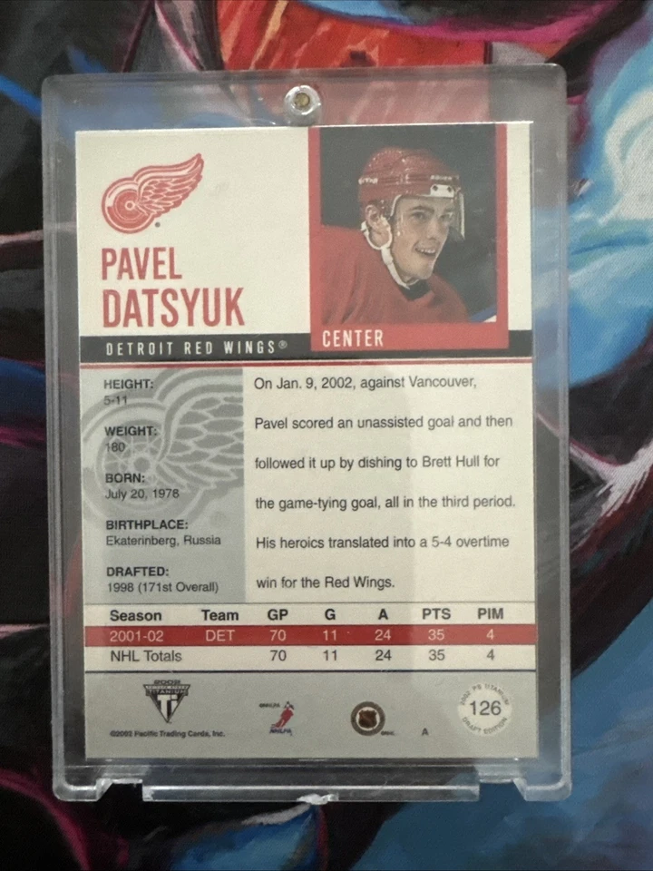 01-02 Pacific Private Stock Titanium Draft Edition - Pavel Datsyuk #126 /780 RC - Image 2 of 2