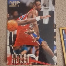 Fleer 1996-97 Allen Iverson Rookie #235 Philadelphia 76ers NBA Basketball Card. rookie card picture