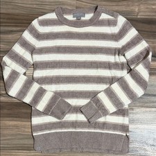Barefoot Dreams CozyChic Lite Taupe Striped L/S Pullover Sweater Women  s XS