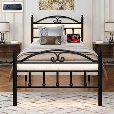 Twin Size Metal Bed Frame with Charging Station