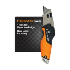 Fiskars Pro Retractable Folding Utility Knife Box Cutter with Long-Lasting