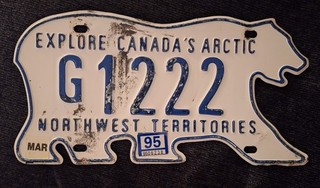 Northwest Territories License Plate 1995 G 1222