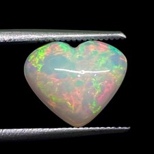 2.60 Cts Natural Ethopian Opal 12x10mm Heart Cabochon Multi Fire Loose Gemstone