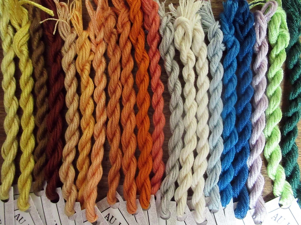 20 twists French Au Ver a Soie 7-ply silk thread floss– 2 yds each– VTG stock #2 - Image 2 of 2