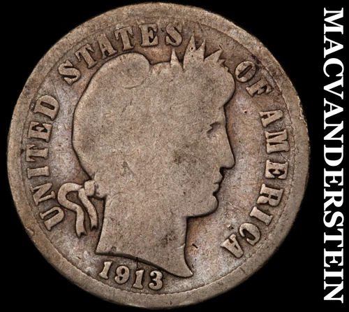 1913 Silver Barber Dime - Scarce  Better Date  No Reserve  #i6992