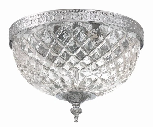 Crystorama Bowl Lead Crystal 10"W Chrome Ceiling Light - Picture 3 of 7