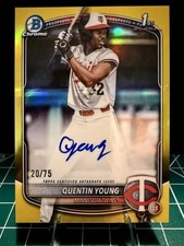 2025 1st Bowman Chrome True Yellow Refractor Quentin Young Auto /75 RC Twins 🔥