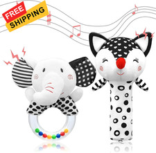 Baby Rattles 0-6 Months Newborn Toys Infant Black white-1