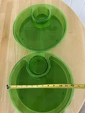 Pampered Chef ~ SET Of 2 ~ Green Acrylic Chip and Dip 12" Serving Trays