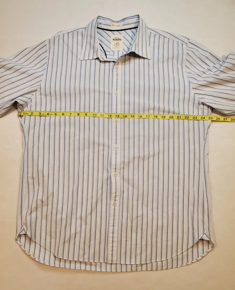 Fossil Shirt Men's XL Cotton Classic Fit Striped Button Up Casual Long Sleeve  - Image 4 of 4