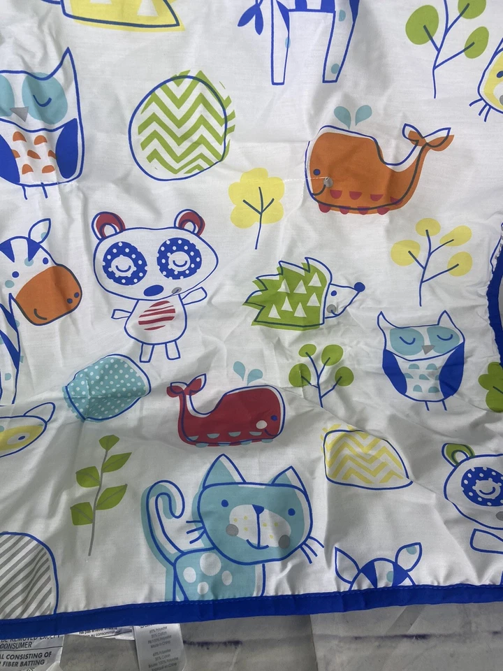 Cobertor para berço Sumersault tinta esboço animais gato zebra guaxinim baleia coruja bebê 2015 - Imagem 4 de 4