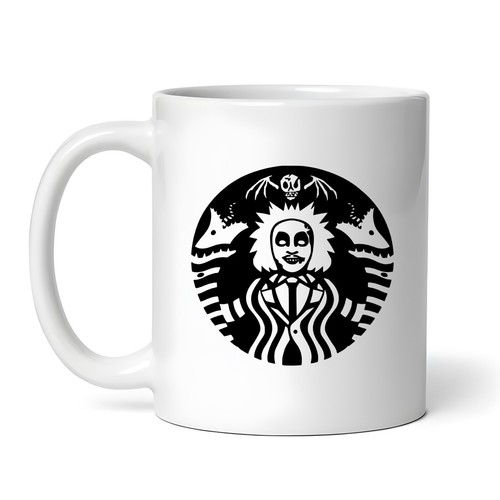 Starbeetle Black Starbucks Coffee Starbies Beetlejuice 11 oz Ceramic Mug - Picture 2 of 3