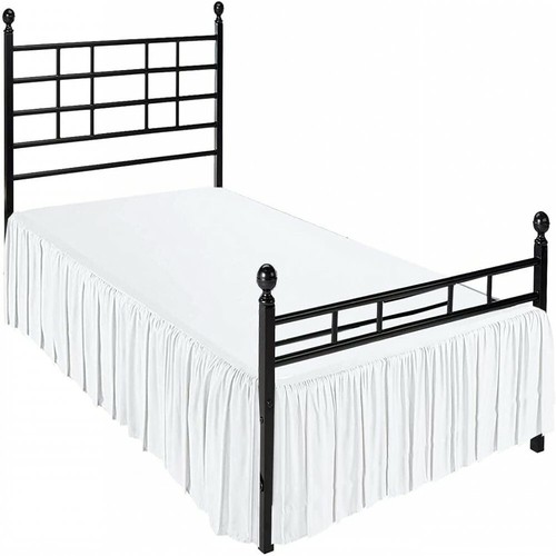 Ruffled Bed Skirt Split Corners with Platform 36cm Drop Wrinkle Bed Skirts Dust - Picture 1 of 18