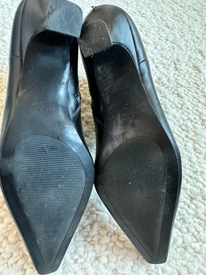 Botines Mango Negro Puntera Cuadrada Talla 40 Foto 4 de 4