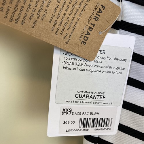 Reggiseno Athleta nero/bianco a righe Ace Racerback canotta integrato taglia XXS - Foto 5 di 12