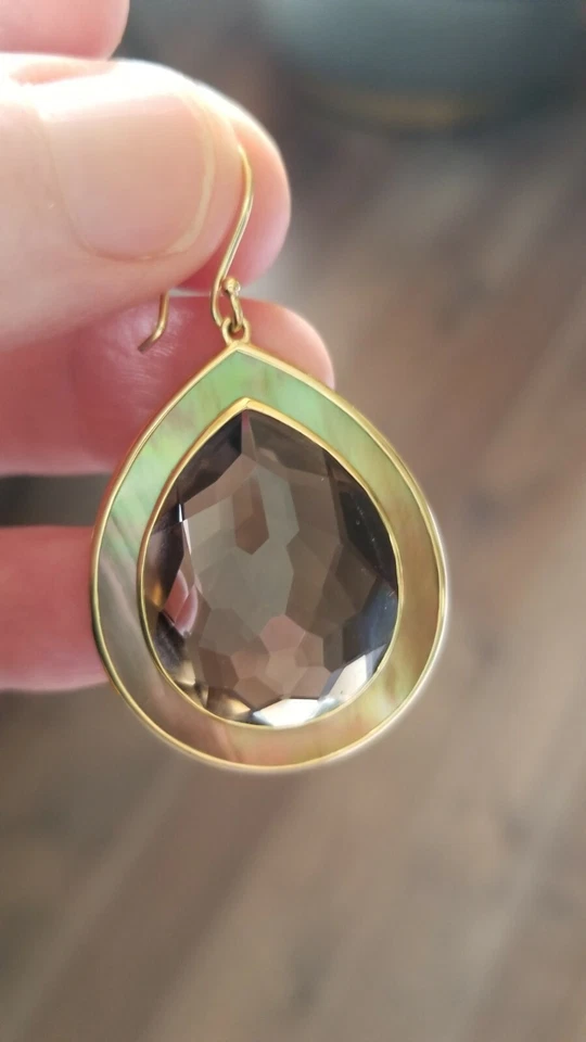 Pendientes Ippolita Ondine Oro 18k Cuarzo Ahumado Concha Lágrima Foto 3 de 4