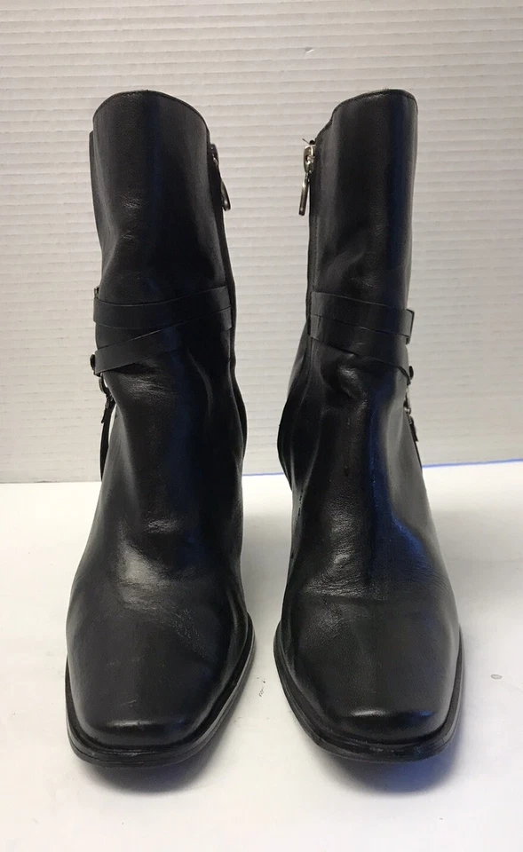 Botines Harley Davidson para mujer talla 8M de cuero negro con cremallera interior tacón alto Foto 3 de 4