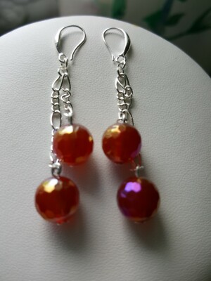 Ohrringe 40 kt rot beschichtet Achat versilbert mit 925 Sterling Silber Haken 